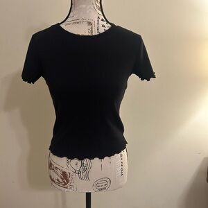 Forever 21 Black Ribbed Short Sleeve Top